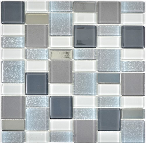 Mosaico grigio bianco specchio - mosaico,